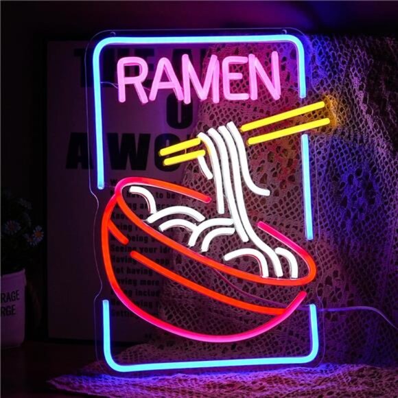 Top Ramen Neon Sign Noodle Led Lights Wall Decor Food Restaurant Foodie Chef NEW - Picture 2 of 7